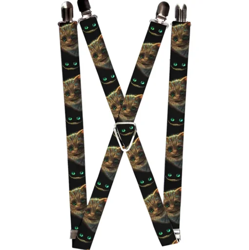 Suspenders - 1.0" - Tim Burton's Cheshire Cat Face Eyes & Teeth