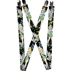 Suspenders - 1.0" - Tinker Bell 4-Poses Paint Splatter Black Greens