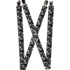 Suspenders - 1.0" - Top Skulls Stacked Black/Gray/White