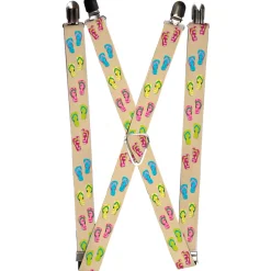 Suspenders - 1.0" - Tropical Flip Flops Tan/Multi Color