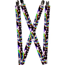 Suspenders - 1.0" - Unicorns/Rainbow Swirl Black