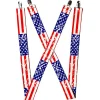 Suspenders - 1.5" - United States Flags CLOSE-UP Weathered