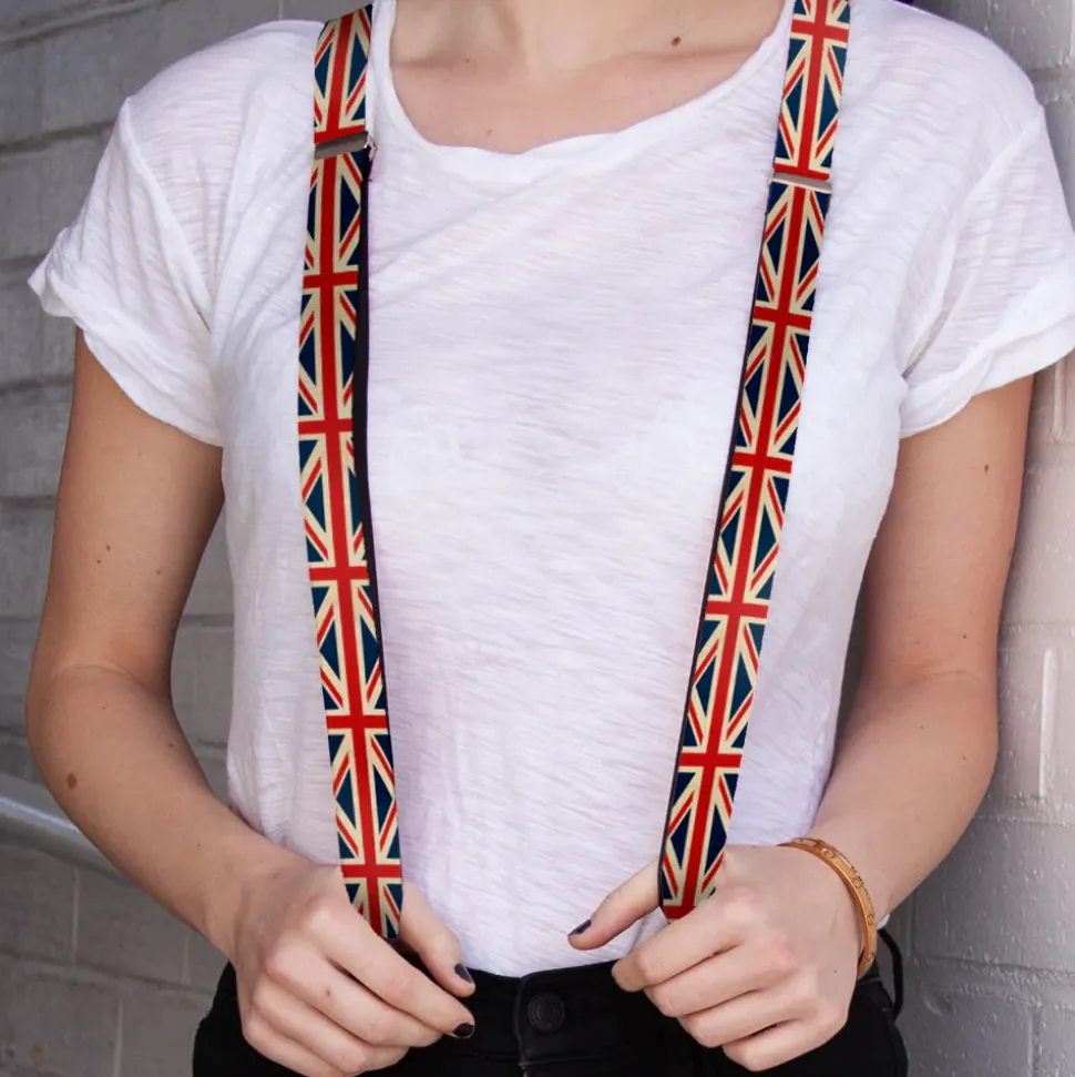 Suspenders - 1.0" - Vintage United Kingdom Flags