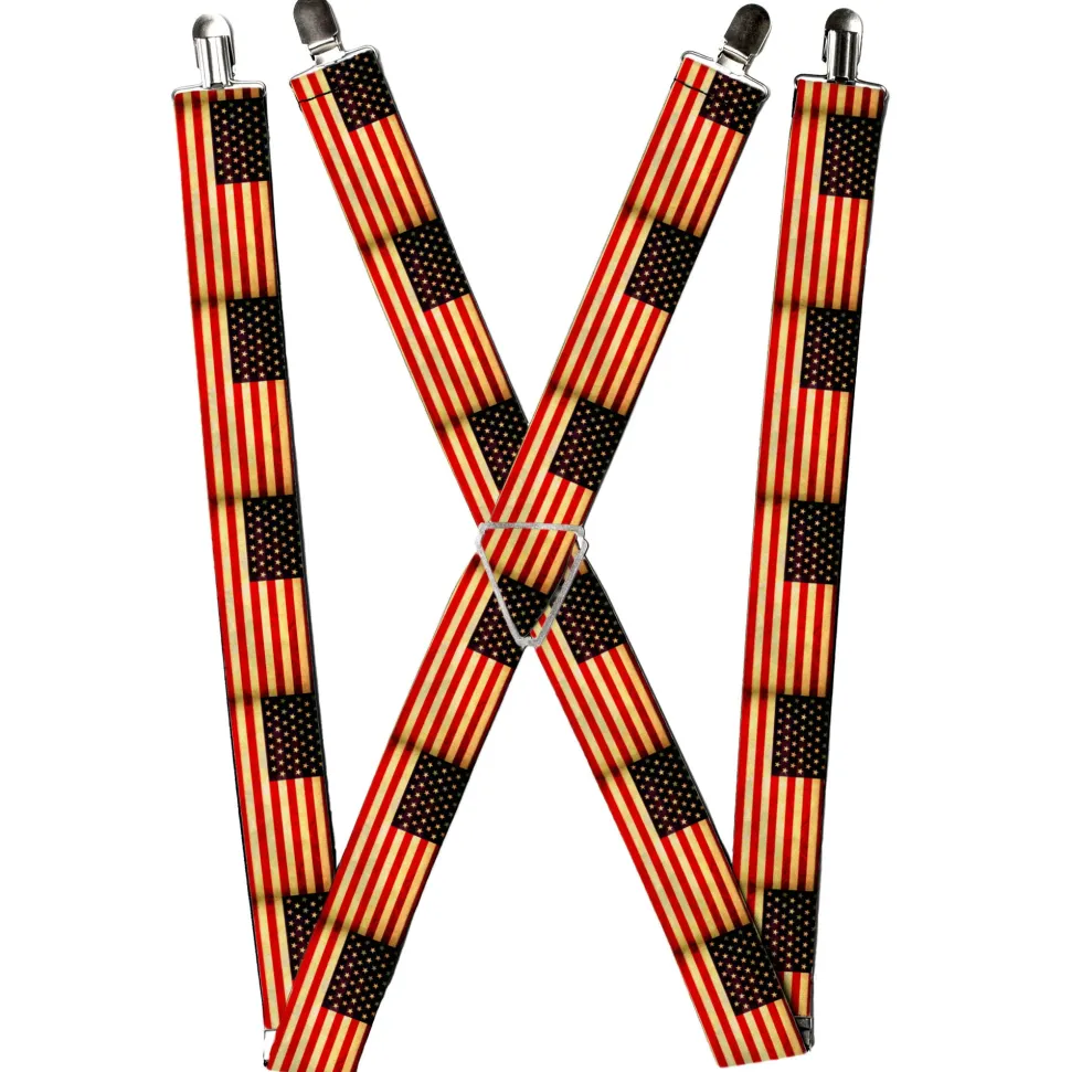 Suspenders - 1.5" - Vintage US Flag Repeat