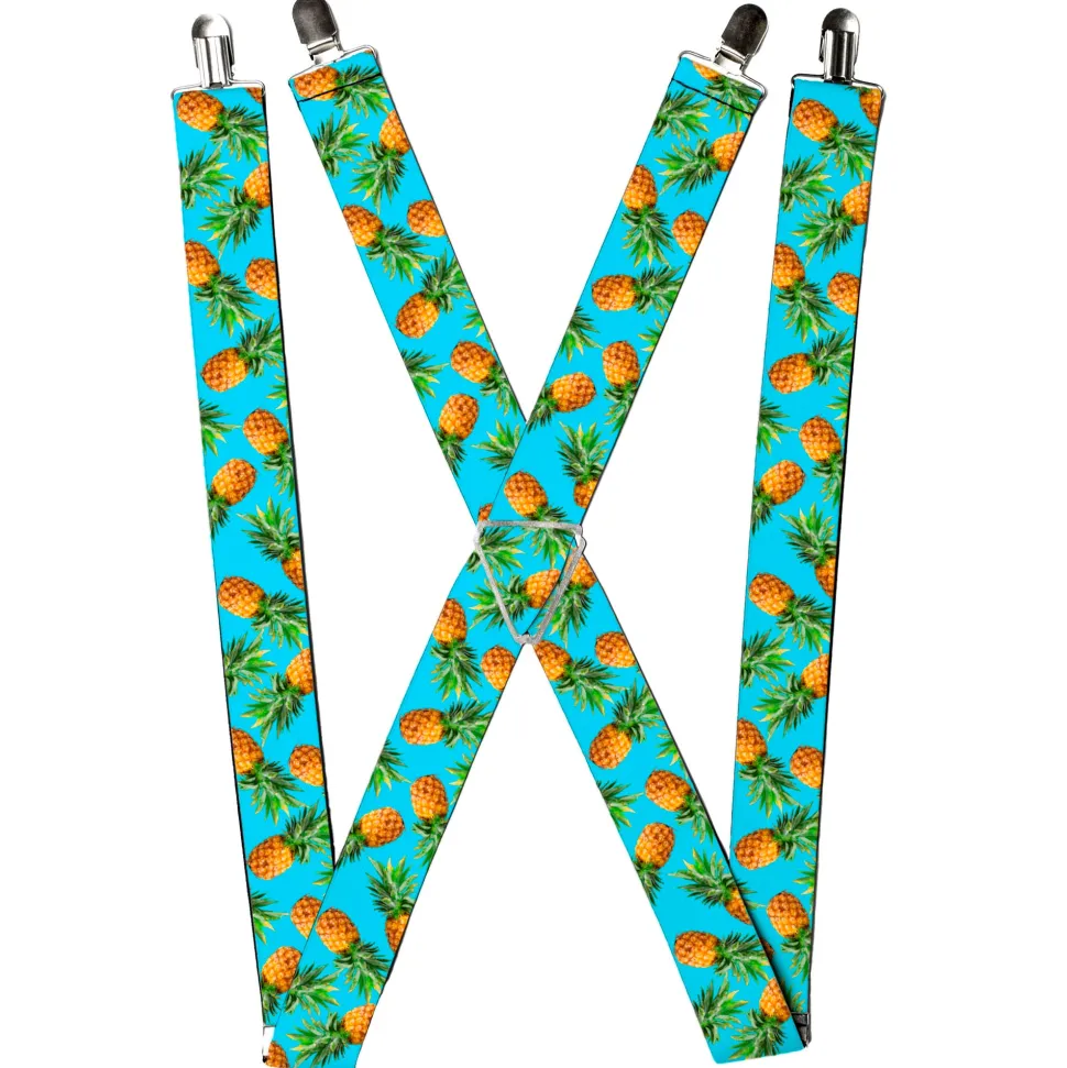 Suspenders - 1.5" - Vivid Pineapples Scattered Blue