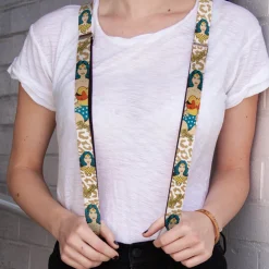 Suspenders - 1.0" - WONDER WOMAN Face Pose Leopard Tan