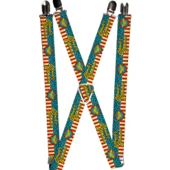 Suspenders - 1.0" - WONDER WOMAN Logo Americana Red White Blue Yellow