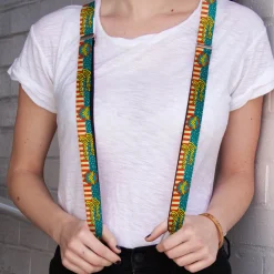 Suspenders - 1.0" - WONDER WOMAN Logo Americana Red White Blue Yellow