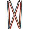 Suspenders - 1.0" - Wonder Woman Stripe Stars Red Gold Blue White