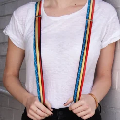 Suspenders - 1.0" - Wonder Woman Stripe Stars Red Gold Blue White