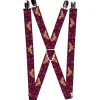 Suspenders - 1.0" - Wonder Woman Logo Floral Collage Purple Pinks Gold