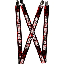 Suspenders - 1.0" - ZOMBIES RUINED THIS BELT Black/White/Red Splatter