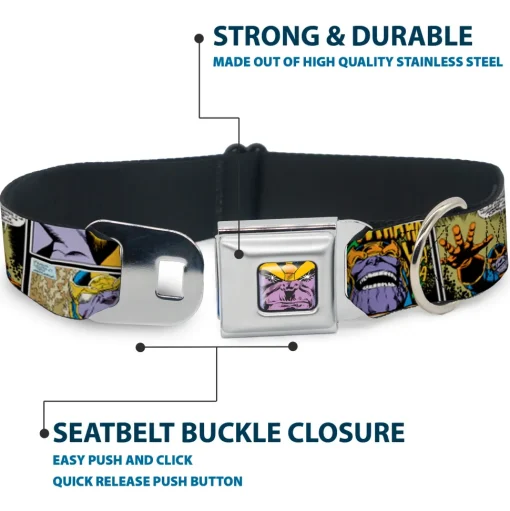 Thanos Face CLOSE-UP Full Color Seatbelt Buckle Collar - Thanos Comic Scene Blocks