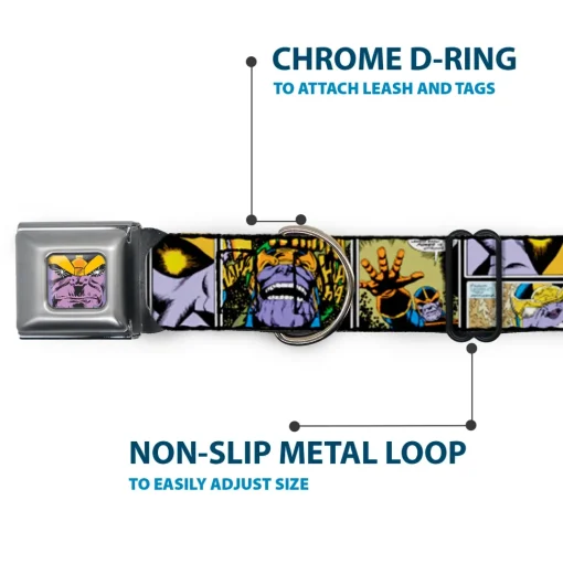 Thanos Face CLOSE-UP Full Color Seatbelt Buckle Collar - Thanos Comic Scene Blocks