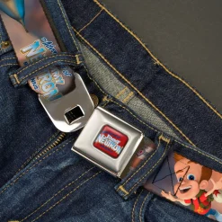 The Adventures of Jimmy Neutron Logo Full Color Red/Blues Seatbelt Belt - THE ADVENTURES OF JIMMY NEUTRON Jimmy Flying Poses Webbing