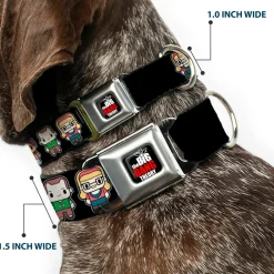 THE BIG BANG THEORY Full Color Black White Red Seatbelt Buckle Collar - Big Bang Theory Chibi Characters Black