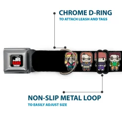 THE BIG BANG THEORY Full Color Black White Red Seatbelt Buckle Collar - Big Bang Theory Chibi Characters Black