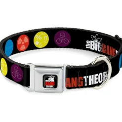 THE BIG BANG THEORY Full Color Black White Red Seatbelt Buckle Collar - THE BIG BANG THEORY DNA/Atom/E/Radiation Black