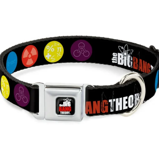 THE BIG BANG THEORY Full Color Black White Red Seatbelt Buckle Collar - THE BIG BANG THEORY DNA/Atom/E/Radiation Black