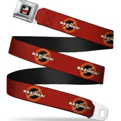 THE BIG BANG THEORY Full Color Black White Red Seatbelt Belt - BAZINGA! Logo Burgundy Webbing