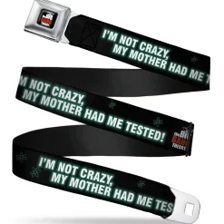 THE BIG BANG THEORY Full Color Black White Red Seatbelt Belt - BBT Logo I'M NOT CRAZY, MY MOTHER HAD ME TESTED! Webbing