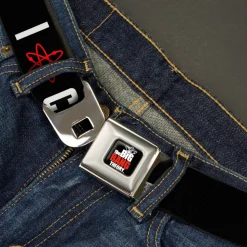 THE BIG BANG THEORY Full Color Black White Red Seatbelt Belt - I "ATOM" COITUS Black/White/Red Webbing