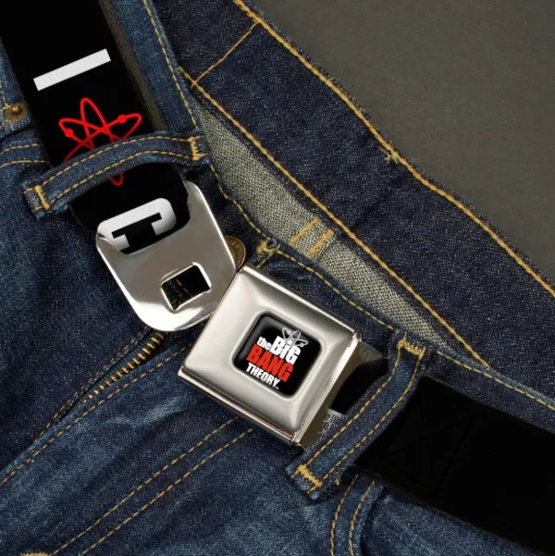 THE BIG BANG THEORY Full Color Black White Red Seatbelt Belt - I "ATOM" COITUS Black/White/Red Webbing