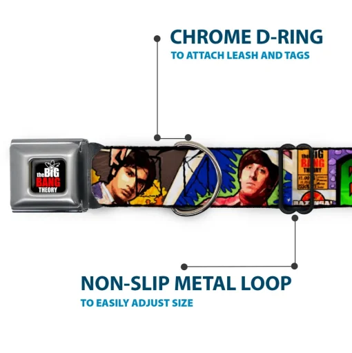 THE BIG BANG THEORY Full Color Black White Red Seatbelt Buckle Collar - The Big Bang Theory Comic Strip