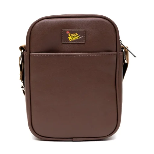 The Flintstones Bag, Cross Body, Cocoa Pebbles Fred and Barney Cereal Box Replica, Brown, Vegan Leather