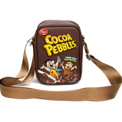The Flintstones Bag, Cross Body, Cocoa Pebbles Fred and Barney Cereal Box Replica, Brown, Vegan Leather