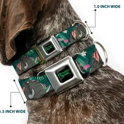 THE JUNGLE BOOK Full Color Black/Green Seatbelt Buckle Collar - The Jungle Book 8-Character Group Greens