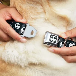 The Nightmare Before Christmas Jack Smiling Full Color Black/White Seatbelt Buckle Collar - The Nightmare Before Christmas Smiling Jack Moon and Stars Black