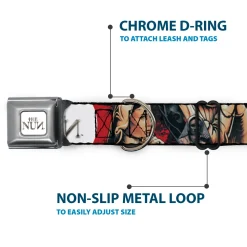 THE NUN Text Logo Full Color White/Grays Seatbelt Buckle Collar - THE NUN Sister Irene Poses Collage