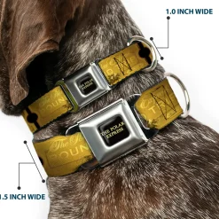 THE POLAR EXPRESS Text Logo Full Color Black/Golds Seatbelt Buckle Collar - THE POLAR EXPRESS ROUND TRIP Ticket Black/Golds