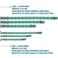 THE POWERPUFF GIRLS Animated Series Title Logo Full Color Black Seatbelt Buckle Collar - The Powerpuff Girls Bubbles Face Close-Up Blue