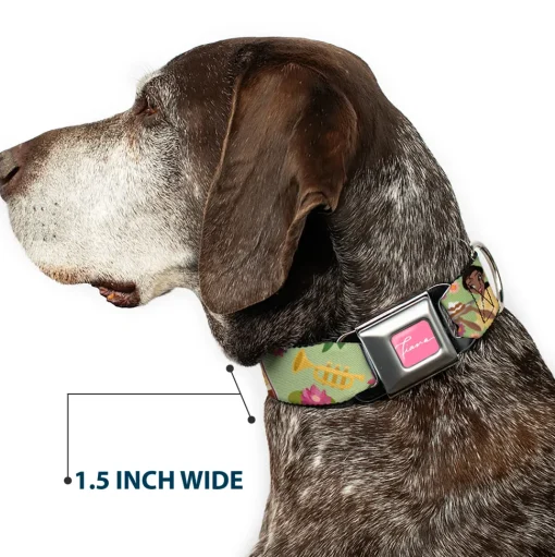 The Princess and the Frog TIANA Script Full Color Pink/White Seatbelt Buckle Collar - The Princess and the Frog Tiana's Place Collage Greens/Pinks