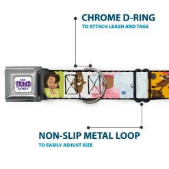 THE PROUD FAMILY Title Logo Full Color White/Purple Seatbelt Buckle Collar - The Proud Family 6-Character Block Poses