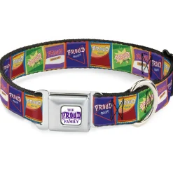 THE PROUD FAMILY Title Logo Full Color White/Purple Seatbelt Buckle Collar - The Proud Family PROUD SNACKS Logo Blocks Multi Color