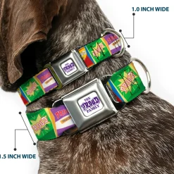 THE PROUD FAMILY Title Logo Full Color White/Purple Seatbelt Buckle Collar - The Proud Family PROUD SNACKS Logo Blocks Multi Color