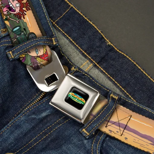The Wild Thornberry's Logo Full Color Seatbelt Belt - The Wild Thornberry's Adventure Pose1 Tans Webbing