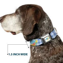 THE WIZARD OF OZ Logo Full Color White Seatbelt Buckle Collar - THE WIZARD OF OZ Logo Gingham Checker Blues