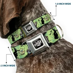 THE WIZARD OF OZ Title Logo Full Color Black/White Seatbelt Buckle Collar - The Wizard of Oz Wicked Witch of the West and Flying Monkeys Greens
