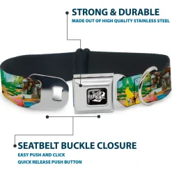 THE WIZARD OF OZ Title Logo Full Color Black/White Seatbelt Buckle Collar - The Wizard of Oz Yellow Brick Road Scenes