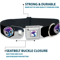 Thor Hamer Icon Full Color White/Blues Seatbelt Buckle Collar - Thor SON OF ODIN/Hamner Icon Black/White/Blues