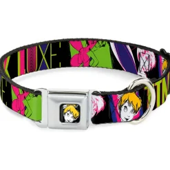 Tink Luxe Full Color Black White Seatbelt Buckle Collar - TINK LUXE Sketch Black/Multi Neon
