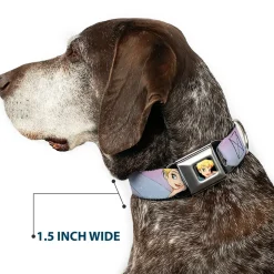 Tinker Bell CLOSE-UP Full Color Seatbelt Buckle Collar - Tinker Bell Poses Purple/Pink Fade