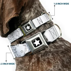 Tinker Bell Star Full Color Black/White Seatbelt Buckle Collar - Tinker Bell Poses/Stars Outline White/Black
