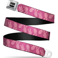 TOILET-BOUND HANAKO-KUN Title Logo Full Color Black Seatbelt Belt - Toilet-Bound Hanako-Kun Mokke Flip Poses Pinks Webbing