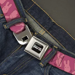 TOILET-BOUND HANAKO-KUN Title Logo Full Color Black Seatbelt Belt - Toilet-Bound Hanako-Kun Mokke Flip Poses Pinks Webbing