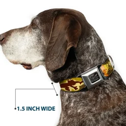 Tom and Jerry Logo Full Color Black Red Seatbelt Buckle Collar - TOM & JERRY Tom Chasing Jerry Houndstooth Browns